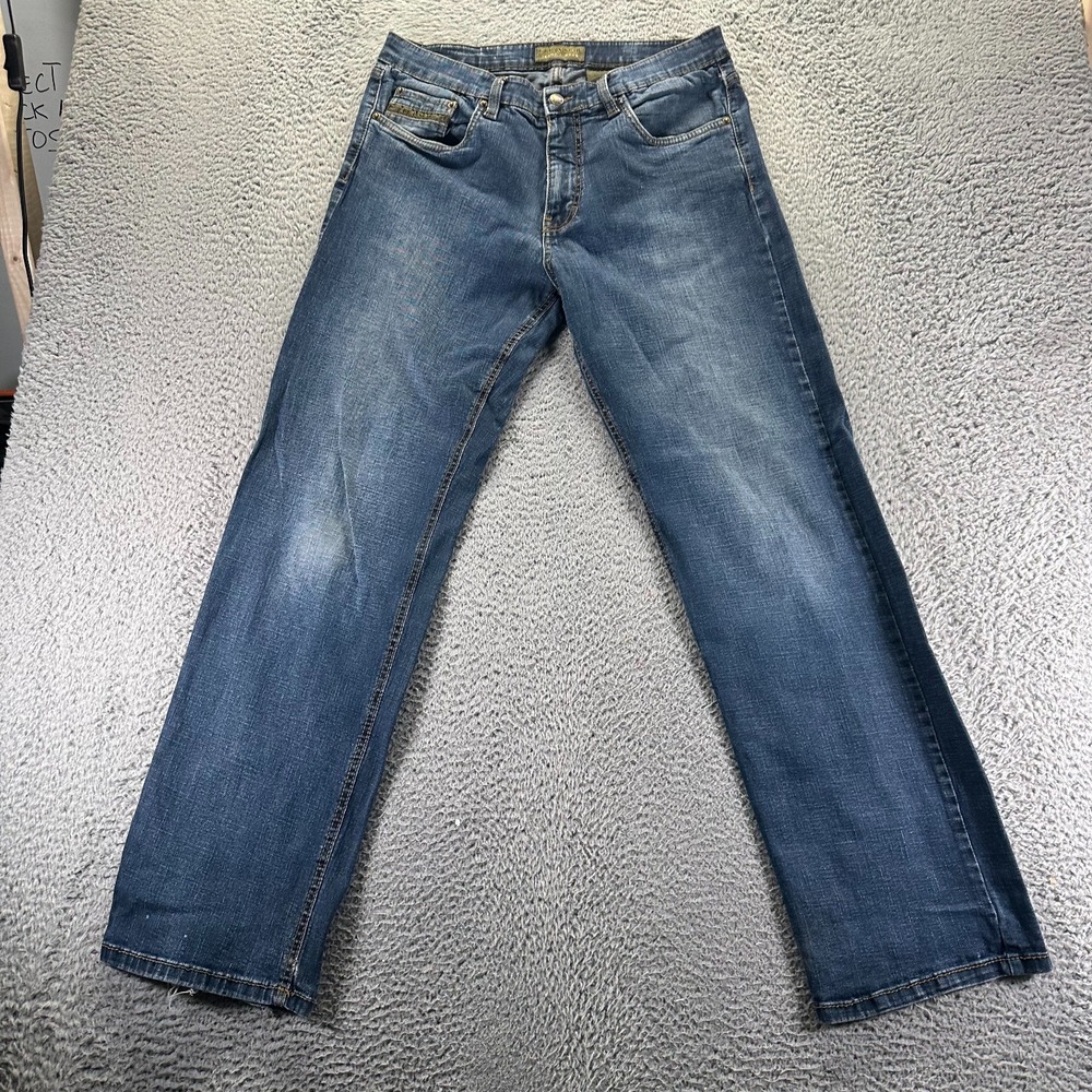 Urban Star Jeans Mens 34x32 Blue Cotton Denim Straight Workwear Stretch Faded‎